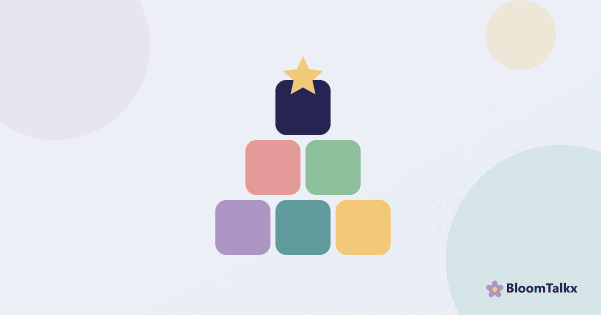 Illustration of stacked colourful building blocks topped with a star, representing child development — BloomTalkx guide to early signs of autism