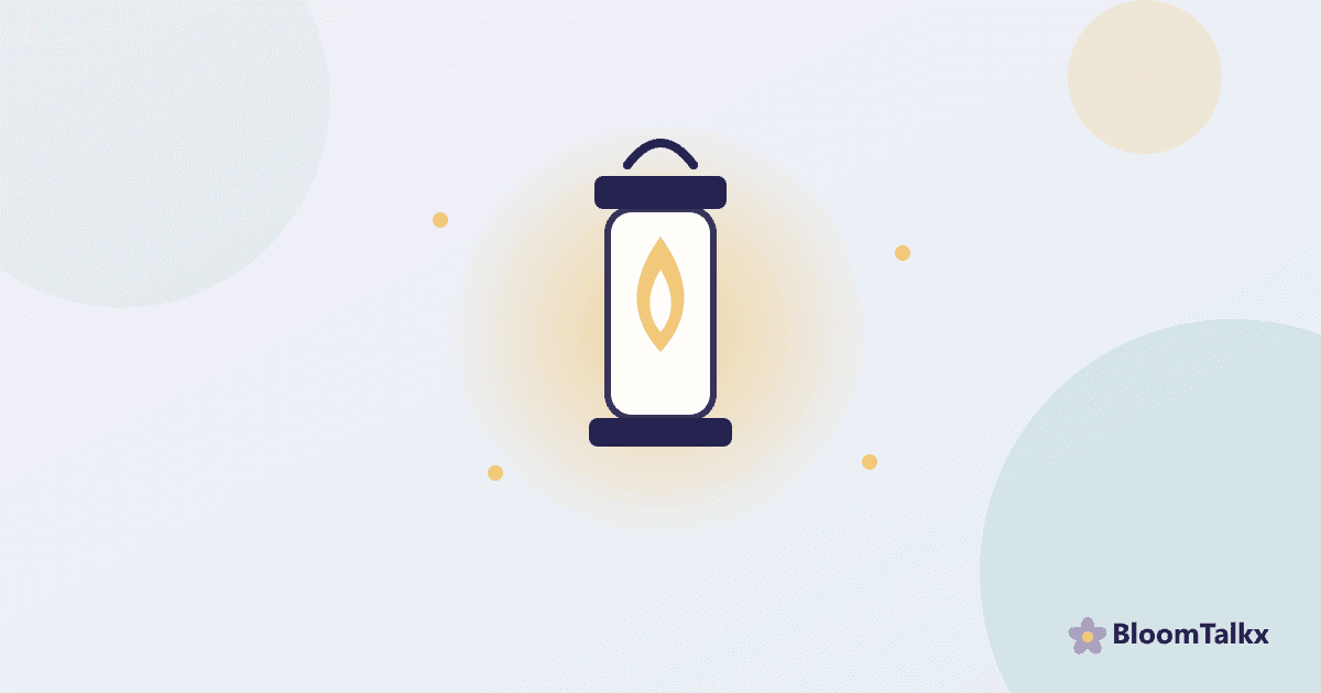 Illustration of a glowing lantern symbolising comfort during grief β BloomTalkx guide to supporting someone who is grieving