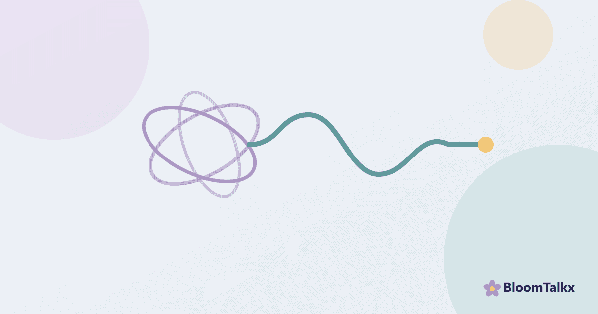 Illustration of tangled worry loops settling into a calm, steady line β BloomTalkx guide to understanding anxiety